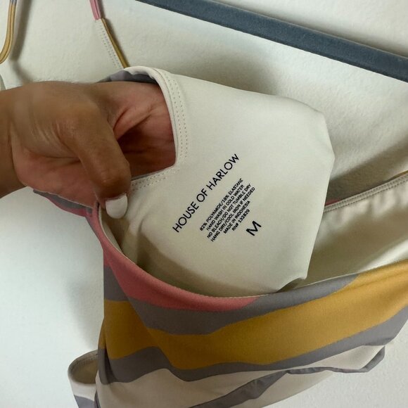 House of Harlow One Piece Swim Suit M Multicolor Stripe Boho Summer Vacation - Picture 8 of 9